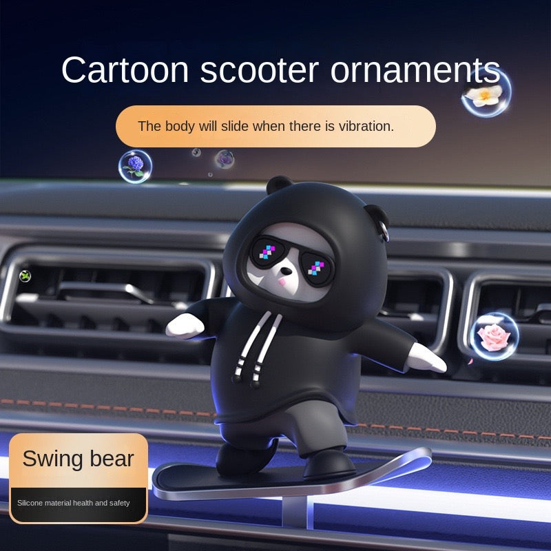 Skateboard bear car ornament, swinging with the car