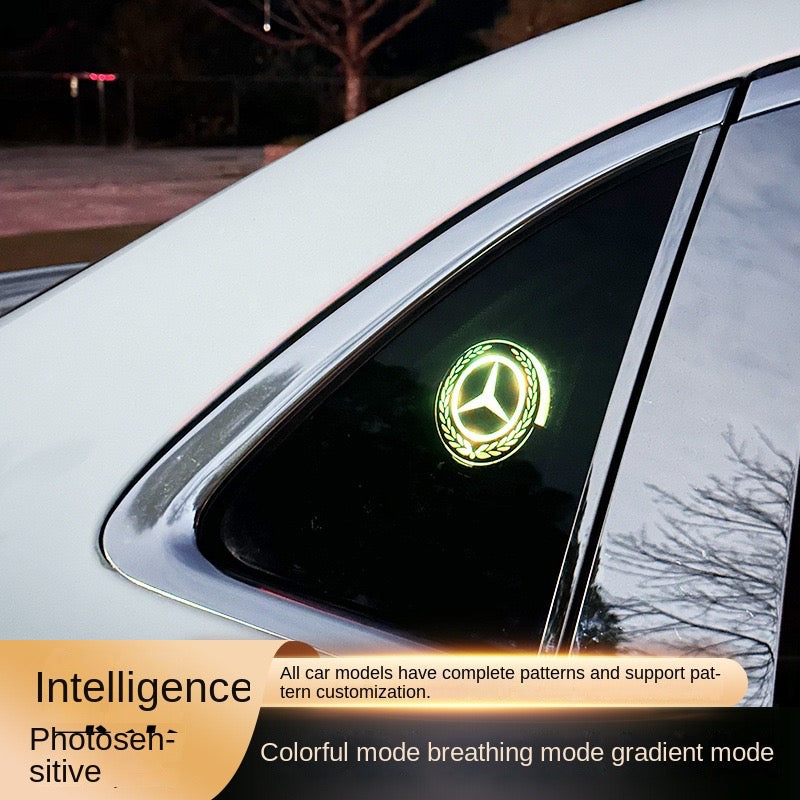 Car logo triangle window atmosphere light, intelligent photosensitive triangle window atmosphere light