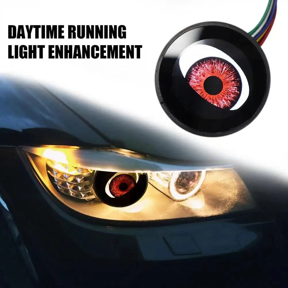 Luces de coche con forma de ojo de demonio dinámico de 8 modos, faros con lentes decorativas LED