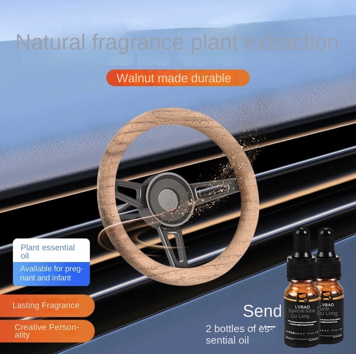 Vintage walnut steering wheel aromatherapy accessory5