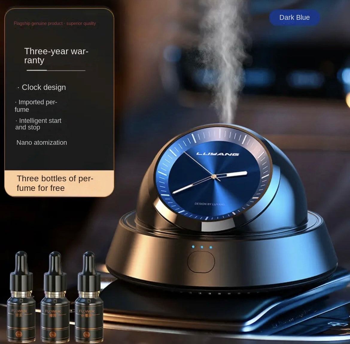 Smart Car Aroma Diffuser with Clock Perfume Ornament1