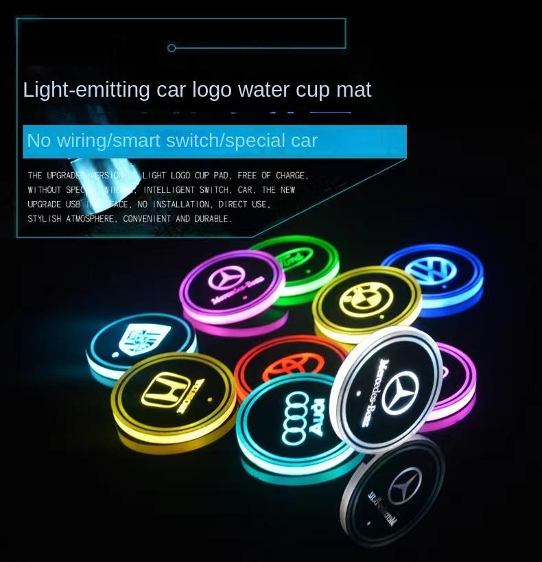 2 sous-verres électroluminescents à sept couleurs pour voiture, lot de 2