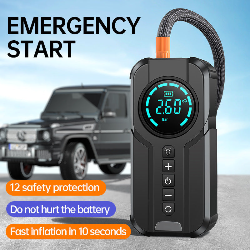 Car starting power supply with wireless air pump and intelligent digital display0